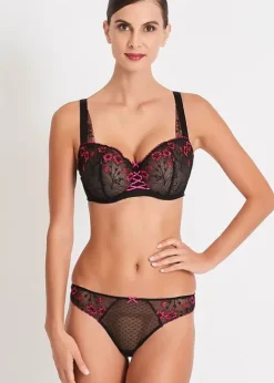 Fashion Aubade Allee Des Plaisirs Comfort Half Cup Bra Black Pink Embroidery