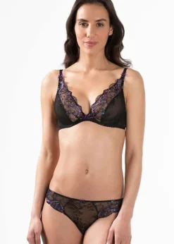 New Aubade Femme Romantique Comfort Plunge Triangle Bra Noir Venus