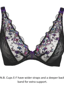 New Aubade Femme Romantique Comfort Plunge Triangle Bra Noir Venus