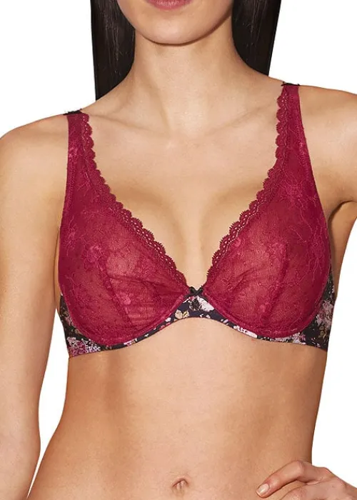Clearance Aubade Fleurs De Plaisir Triangle Plunge Bra Fleurs Ebene