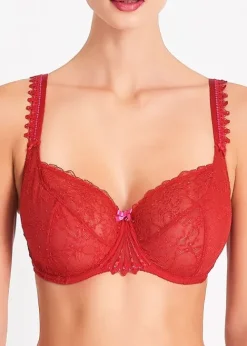 Sale Aubade Ivresse Byzantin Comfort Full Cup Bra Rouge Lace