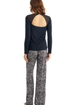 Clearance Blackspade Black Leopard Long Pyjama Set Black Leopard Print