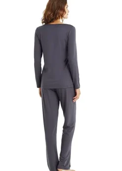Online Blackspade Charcoal Powder Classic Long Pyjama Set Anthracite