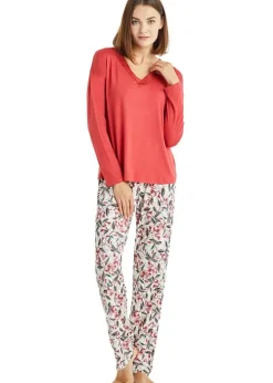 Fashion Blackspade Long Pyjama Set Mineral Red