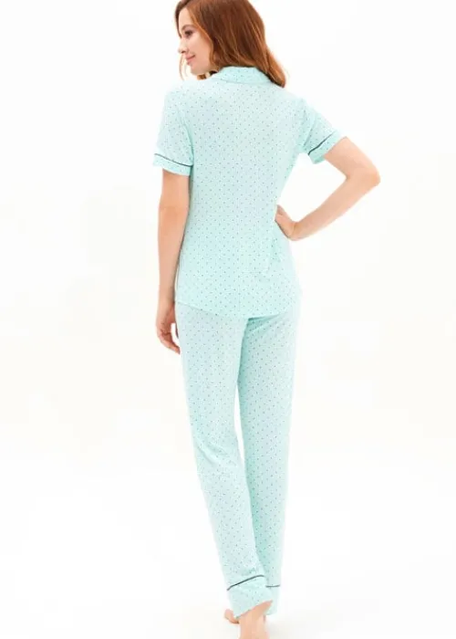 Flash Sale Blackspade Point Dot Long Pyjama Set Mint Point