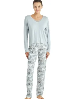 Outlet Blackspade Winter Vibes Lace Long Pj Set Winter Grey