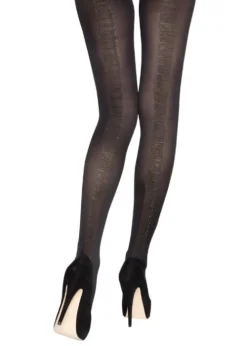 Discount Charnos Lurex Backseam Tights Black/Gold