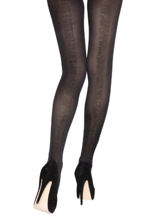Discount Charnos Lurex Backseam Tights Black/Gold