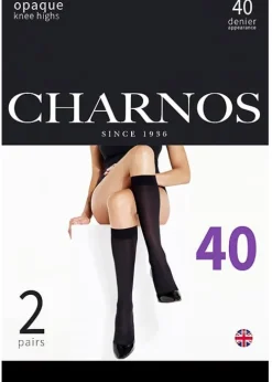 Best Charnos Opaque 40 Denier Matt Knee Highs 2 Pair Pack Black