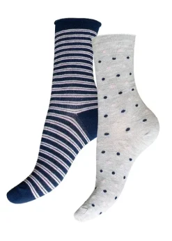 Fashion Charnos Organic Cotton Stripes And Spots Socks 2Pp