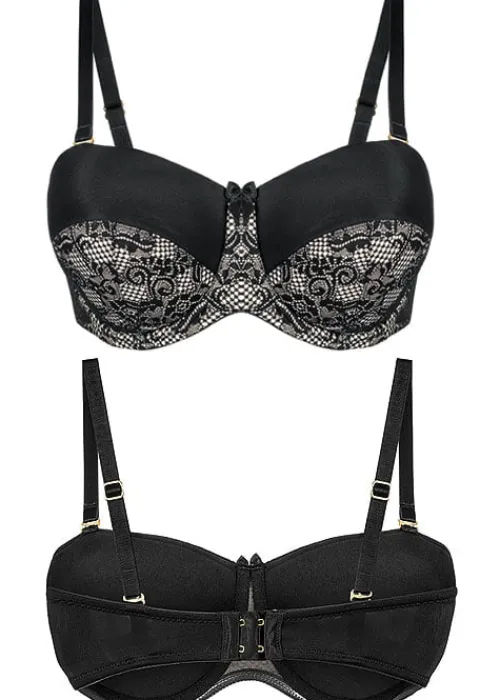 Outlet Cindylove Charnos Superfit Lace Strapless Bra Black Nude