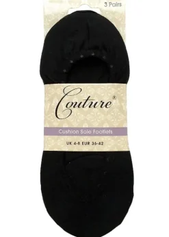 Discount Couture Cushion Sole Footlets 3 Pair Pack Black