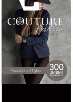 New Couture Fashion Fleece Melange Tights Dark Grey