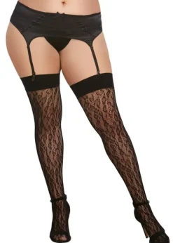 New Dreamgirl Leopard Fishnet Thigh High Stockings Queen Size Black