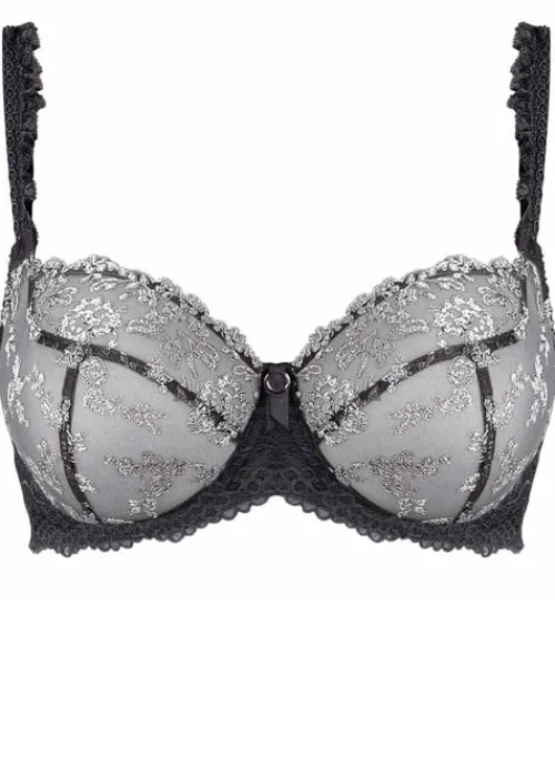 Shop Empreinte Flora Underwired Low Necked Bra Gris Smoke