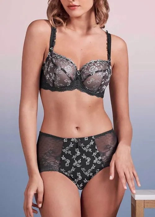 Shop Empreinte Flora Underwired Low Necked Bra Gris Smoke