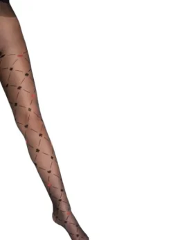 New Fiore Poker Patterned Tights Black