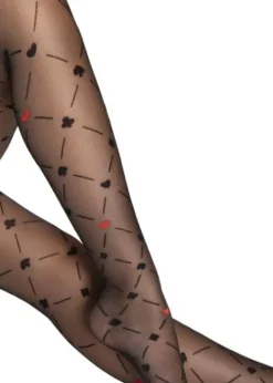 New Fiore Poker Patterned Tights Black