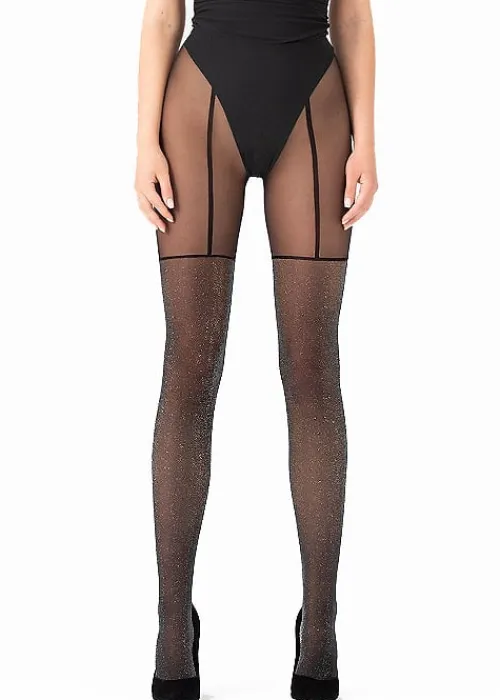 Cheap Fiore Stardust 20 Denier Tights Black Silver Sparkle