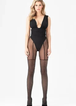 Cheap Fiore Stardust 20 Denier Tights Black Silver Sparkle