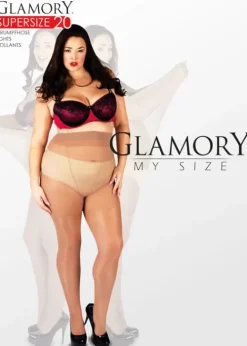 Clearance Glamory Satin Supersize 20 Sheer Nude Tights