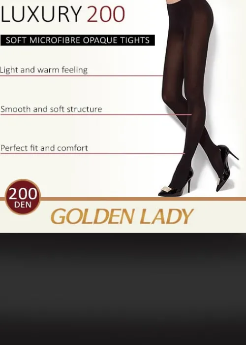 Clearance Golden Lady Luxury 200 Denier Opaque Tights Black