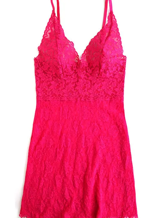 Hot Hanky Panky Retro Lace Plunge Chemise Bright Rose