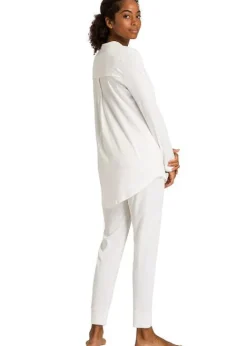 Clearance Hanro Pure Essence Long Sleeved Pyjama Set Off White