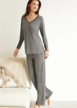 Clearance Janira Lace Urban Pyjama Set Dark Grey