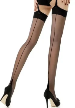 Outlet Jonathan Aston Seam And Heel Stockings Black Seam