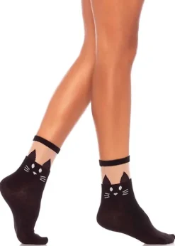 Outlet Leg Avenue Cat Opaque Anklet Black