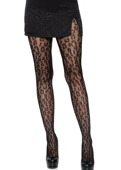 Best Leg Avenue Leopard Fishnet Tights Black