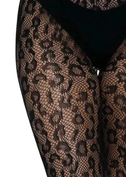Best Leg Avenue Leopard Fishnet Tights Black