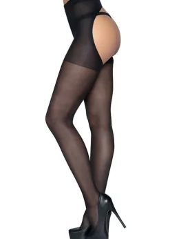 Hot Leg Avenue Open Bottom Sheer Tights Black