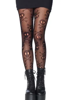 Outlet Leg Avenue Pirate Skull Fishnet Tights Black