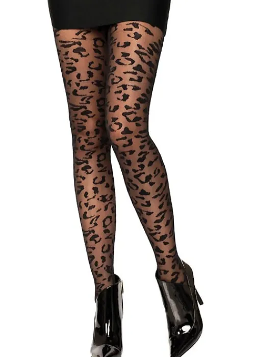 Flash Sale Leg Avenue Sheer Leopard Tights Black