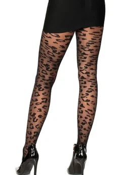 Flash Sale Leg Avenue Sheer Leopard Tights Black