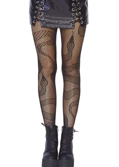 Best Sale Leg Avenue Snake Fishnet Tights Black