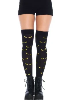 Flash Sale Leg Avenue Spooky Eyes Thigh High Socks Black