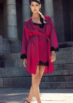 Clearance LingaDore Aria Kimono Wine Black