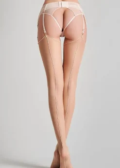 Cheap Maison Close Cut And Curled Nude Rose Backseamed Stockings Nude Rose Pink Seam