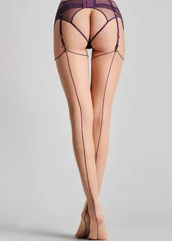 Cheap Maison Close Cut And Curled Nude Violet Backseamed Stockings Nude Violet Seam
