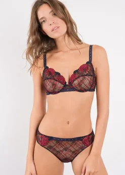 Outlet Maison Lejaby Check And Roses Underwired Bra Check Horizon Blue