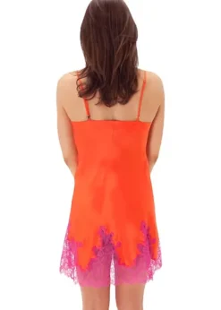 Best Sale Marjolaine Silk And French Lace Chemise Saffron Saffron Fuchsia