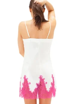 Online Marjolaine Silk And French Lace Chemise Ivory Ivory Fuchsia