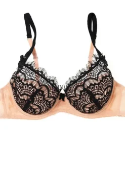 Best Sale * Mimi Holliday Bisou Bisou Zoo Padded Super Plunge Bra Apricot Black