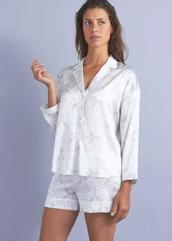 Cheap * Mimi Holliday Panarea Silk Shortie Pyjama Set Panarea Grey Lemon Print