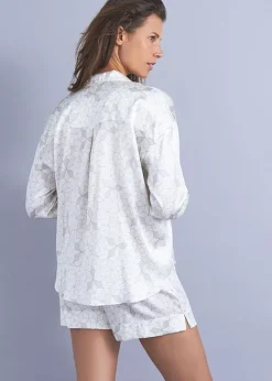 Cheap * Mimi Holliday Panarea Silk Shortie Pyjama Set Panarea Grey Lemon Print