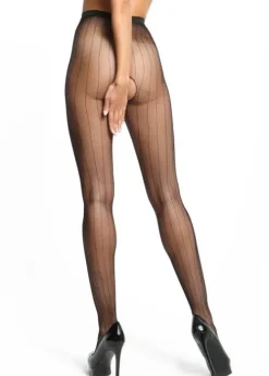 Cheap Miss O Fishnet Open Crotch Tights With Stripes Black