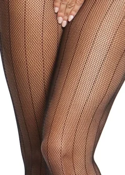 Cheap Miss O Fishnet Open Crotch Tights With Stripes Black